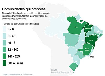 Mapa de Quilombos por estado no Brasil