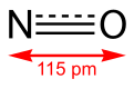 Skeletal formula of nitric oxide with bond length