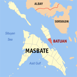 Map of Masbate with Batuan highlighted