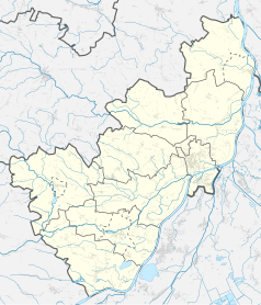 Mapa konturowa powiatu sandomierskiego, po prawej znajduje się punkt z opisem „Bożydar”