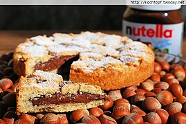 Slice of crostata alla Nutella for World Nutella Day.jpg