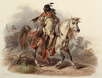 Schwarzfuß-Indianer mit Satteldecke aus Pumafell (1840)