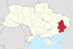 Donetsk oblasts beliggenhed i Ukraine