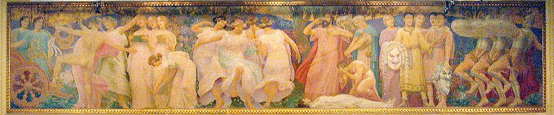 Leuveni teatrisaali lava kohal olevad friisid "Apollo ja muusad" ning "Orpheus leinab Eurydiket"