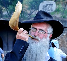 Un jueu haredi bufa un xofar, 2012