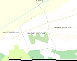 Mapa obce Mas-Blanc-des-Alpilles