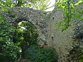 The overgrown ruins of Minsden chapel, in May 2004