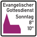 Zeichen am Ortseingang: Evangelischer Gottesdienst