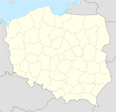Mapa konturowa Polski w latach 1993–1998, na dole nieco na prawo znajduje się punkt z opisem „Gorlice”