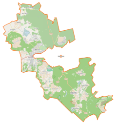 Mapa konturowa gminy wiejskiej Wejherowo, w centrum znajduje się punkt z opisem „Biała”