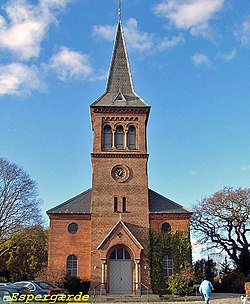 Egebæksvang Kirke indviet 1897[1] nord for det gamle fiskerleje