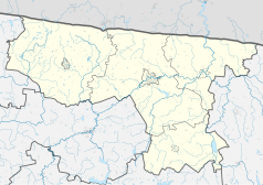 Mapa konturowa powiatu bartoszyckiego, w centrum znajduje się punkt z opisem „Rodnowo”