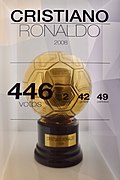 Cristiano Ronaldo's 2008 Ballon d'Or trophy, Real Madrid Museum, Santiago Bernabéu, Madrid, Spain (Ank Kumar, Infosys Limited) 02.jpg