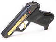 An Harrington & Richardson HK4, one of the 2,000 commemorative specimens produced in 1971, with the name plate and trigger made of gold.