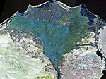 NASA satellitfoto av Nildelat (ej naturliga färger).