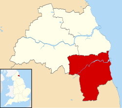Sunderlandin sijainti Englannissa ja Tyne ja Wearissa.
