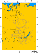 Otro mapa del río Yeniséi en el que aparece Krasnoyarsk