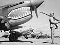 American P-40 Warhawks of the Flying Tigers in an airfield somewhere in China