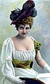 A German chromolithograph of Clara Ward, Princesse de Caraman-Chimay on an English post card from about 1905.