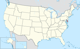 Karta SAD-a s istaknutom saveznom državom Delaware