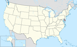 Zemljevid Združenih držav z označeno državo Delaware