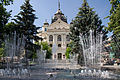 Košice State Theatre seen from park with fountains