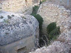 The bomb proof roof of the left hand caponier.