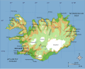 A map of Iceland with major geographical features marked