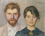 Retrato duplo do casal Krøyer, onde um retratou o outro (1890), 18.7 x 15 cm