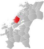 Mapa do condado de Trøndelag com Åfjord em destaque.