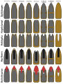 Verschiedene Geschossarten mit verschiedenen Mantelformen deutsch beschriftet