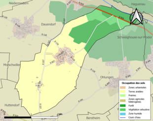 Carte en couleurs présentant l'occupation des sols.