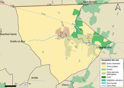 Carte des infrastructures et de l'occupation des sols en 2018 (CLC) de la commune.