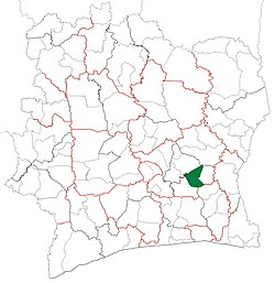 Location in Ivory Coast. Bongouanou Department has had these boundaries since 2009.