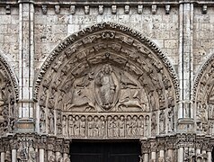 Ttímpano central de la portada real de la catedral de Chartres, ca. 1150