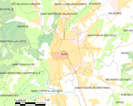 Mapa obce Alès