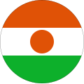 Niger 1980 to present Horizontal tri-color roundel of orange, white, and green with a central orange disc