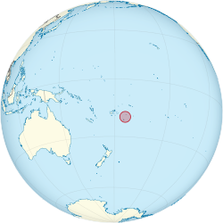 Tonga on the globe (Polynesia centered)