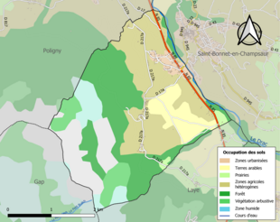 Carte en couleurs présentant l'occupation des sols.