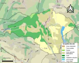 Carte en couleurs présentant l'occupation des sols.