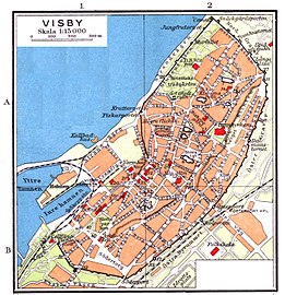 Kort over Visby fra 1928