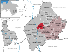 Poziția Denkte pe harta districtului Wolfenbüttel