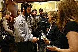 Elizabeth Edwards greets students after speaking out about Darfur at University of New Hampshire (490192438).jpg