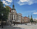 Liegnitzer Ring mit Altem Rathaus und Heringsbuden (Śledziówki)