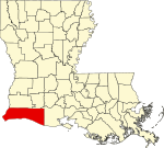 State map highlighting Cameron Parish