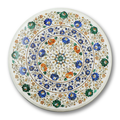Plateau de table contemporain en marbre à motifs floraux du Taj Mahal (Agra).