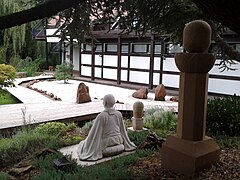 Sculpture of Zen masterTaisen Deshimaru in the temple Kosan Ryumonji.jpg