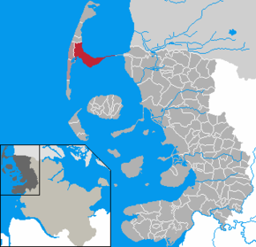 Location of Sylt-Ost within the Nordfriesland district