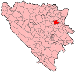 موقعیت ژیوینیتسه در داخل بوسنی و هرزگوین.
