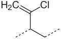 Deutsch: Struktur von einer 3,4-verknüften Polychloropren-Einheit English: Structure of a 3,4-linked polychloroprene unit